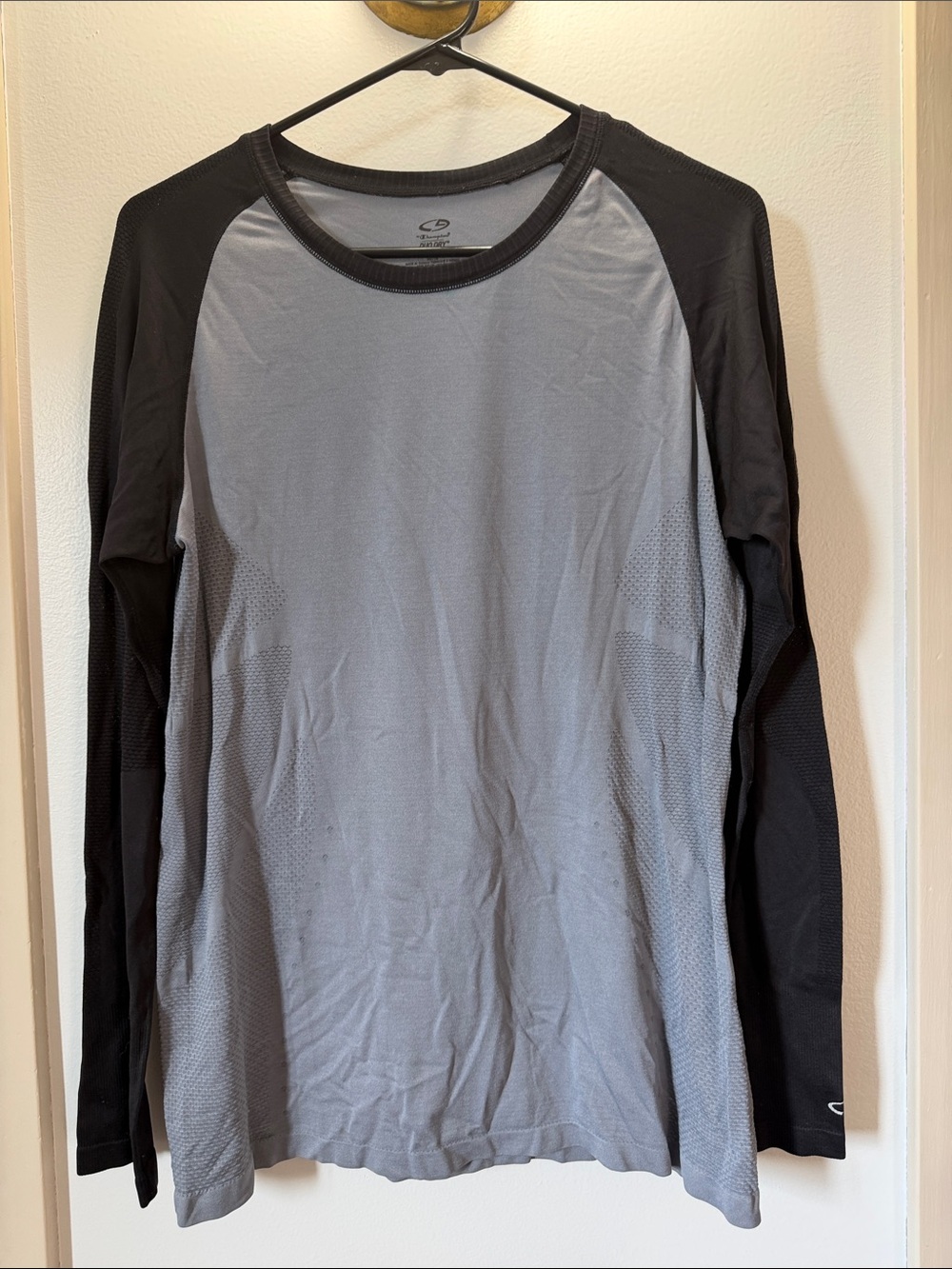 Champion Long-Sleeve Raglan Performance Shirt - Gray/Black